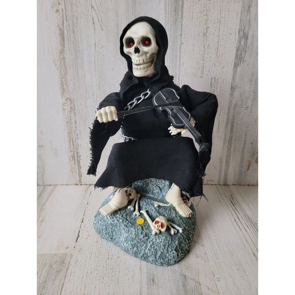 Gemmy Halloween animated Grim Reaper violin Tombstone scary prop decor - Picture 3 of 9